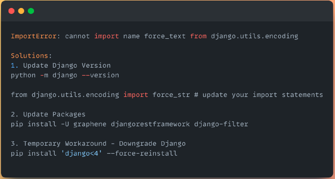 Resolving ImportError: cannot import name force_text from django.utils.encoding